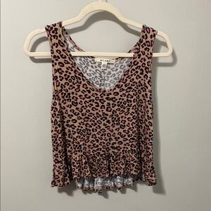 Miami Brown and White‎ Crop Tank Top Relaxed Fit